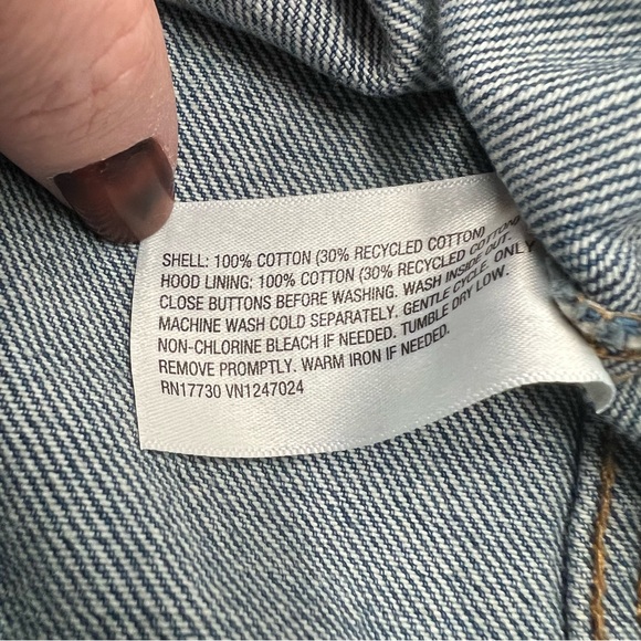 Wild Fable Womens Oversized Hooded Denim Jacket Medium Wash Blue Cotton M New - Picture 4 of 9